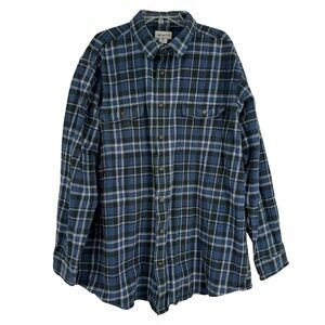 Carhartt Mens Button Down Long Sleeve Shirt Size 3XL Tall Blue plaid flannel